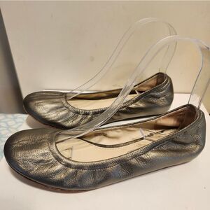 Vera Wang Lavender "Lillian" Pewter Leather Ballet Flats Sz.6 Ret.$225